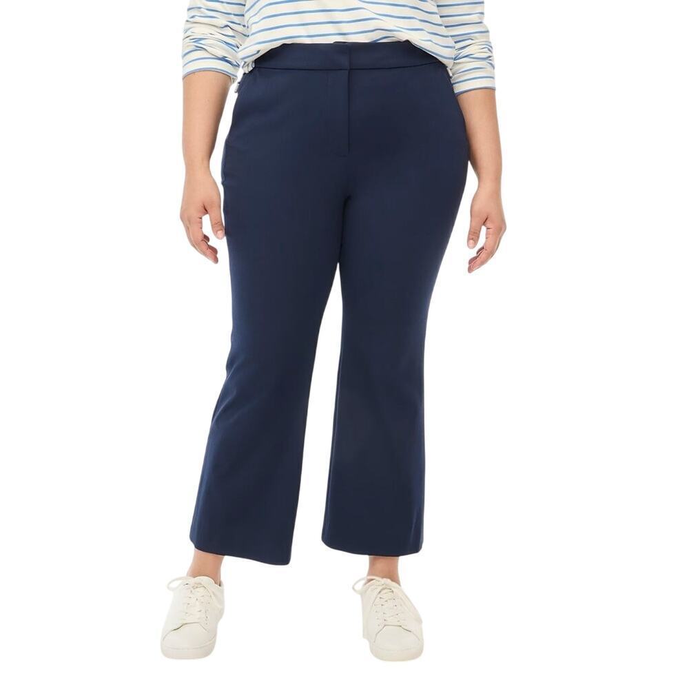 NWT J.Crew Factory Kelsey Pant Navy High Rise Cropped Flare Trousers 14